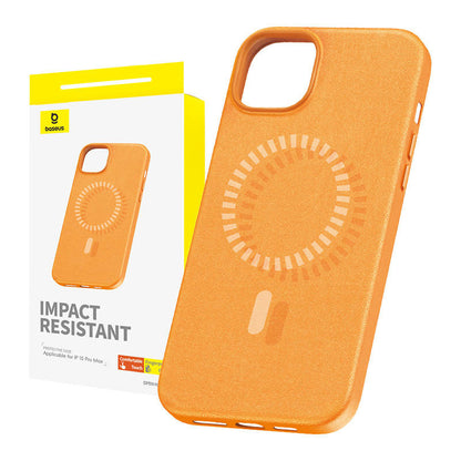 Magnetiskt mobilskal för iPhone 15 ProMax Baseus Fauxther-serien (Orange)