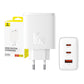 Vægoplader Baseus OS-Cube Pro 2xUSB-C + USB, 65W (hvid)