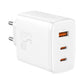 Vægoplader Baseus OS-Cube Pro 2xUSB-C + USB, 65W (hvid)