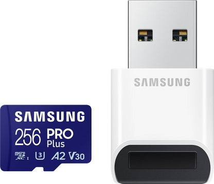 Minneskort Samsung PRO Plus micro SDXC 256 GB U3 A2 V30 (MB-MD256SB/WW)