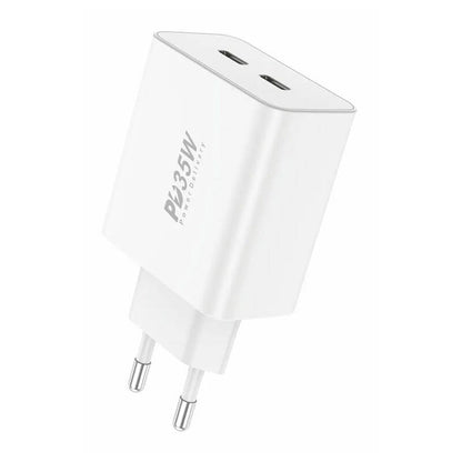 Vægoplader Foneng EU50 PD 35W 2x USB-C-porte (hvid)