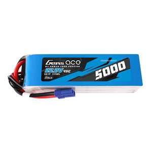 LiPo Gens ace G-Tech 5000mAh 22.2V 45C 6S1P batteri med EC5-kontakt