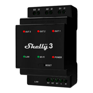 Shelly Pro 3 DIN Rail 3-channel Relay, WiFi/LAN