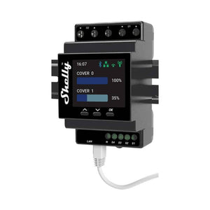 Shelly Pro Dual Cover PM DIN bėgelio dvigubas valdiklis, WiFi (galios matavimas)