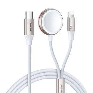 Snabbladdande magnetisk laddare 2-i-1 Joyroom S-IW012 30W 1,5m (Vit)