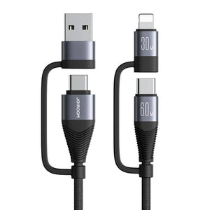 Kabel Joyroom SA37-2T2 4i1 2C 1L 1A, 60W, 1,2 m sort