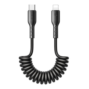Kiirlaadimiskaabel autole Joyroom Type-C kuni Lightning Easy-Travel seeria 30W 1,5m, keerdselt (must)