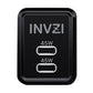 Vægoplader INVZI GaN 2x USB-C, 45W, EU (sort)