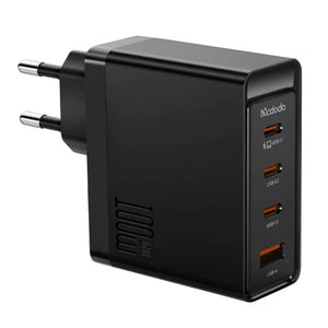 Sienas lādētājs McDodo GAN 3xUSB-C + USB, 100W (melns)