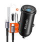 Auto lādētājs McDodo CC-7493 65W ar mini baltu USB-C kabeli ar E-mark mikroshēmu 1m 100W (melns)