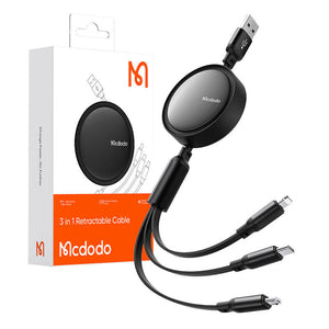 3in1 USB uz USB-C / Lightning / Micro USB kabelis, Mcdodo CA-7256, 3.5A, 1.2m (melns)