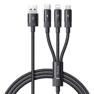 3in1 USB uz USB-C / Lightning / Micro USB kabelis, Mcdodo CA-5790, 3.5A, 1.2m (melns)