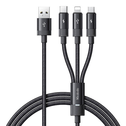 3in1 USB uz USB-C / Lightning / Micro USB kabelis, Mcdodo CA-5790, 3.5A, 1.2m (melns)