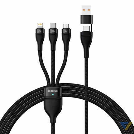 3in1 USB cable Baseus Flash Series 2 USB C + micro USB + Lightning 100W 1.2m (black) Combo Cables