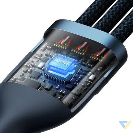 3in1 USB cable Baseus Flash Series USB C + micro USB + Lightning 100W 1.2m (blue) Combo Cables
