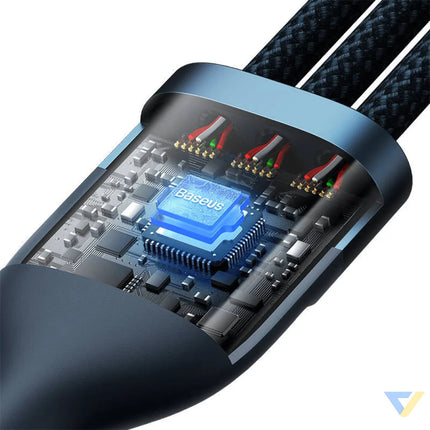 3in1 USB cable Baseus USB 3in1 Baseus Flash Series USB C + Micro + Lightning 66W 1.2m (blue) Combo Cables