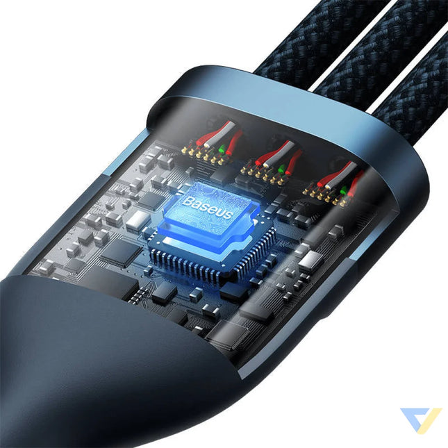 3in1 USB cable Baseus USB 3in1 Baseus Flash Series USB C + Micro + Lightning 66W 1.2m (blue) Combo Cables