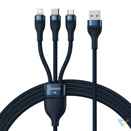 3in1 USB cable Baseus USB 3in1 Baseus Flash Series USB C + Micro + Lightning 66W 1.2m (blue) Combo Cables