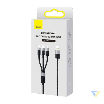 3in1 USB cable Baseus StarSpeed Series USB C + Micro + Lightning 3,5A 1.2m (Black) Combo Cables