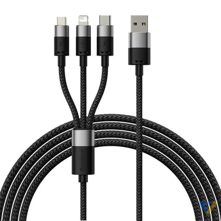 3in1 USB cable Baseus StarSpeed Series USB C + Micro + Lightning 3,5A 1.2m (Black) Combo Cables