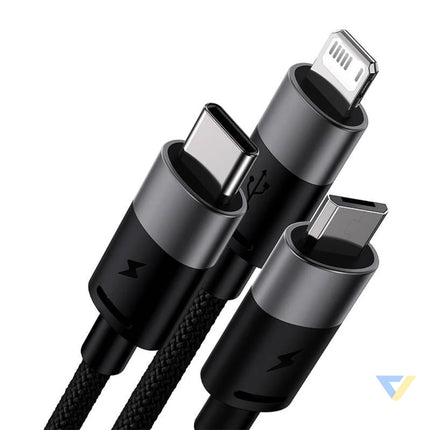 3in1 USB cable Baseus StarSpeed Series USB C + Micro + Lightning 3,5A 1.2m (Black) Combo Cables