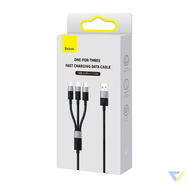 3in1 USB cable Baseus StarSpeed Series USB C + Micro + Lightning 3,5A 1.2m (Black) Combo Cables