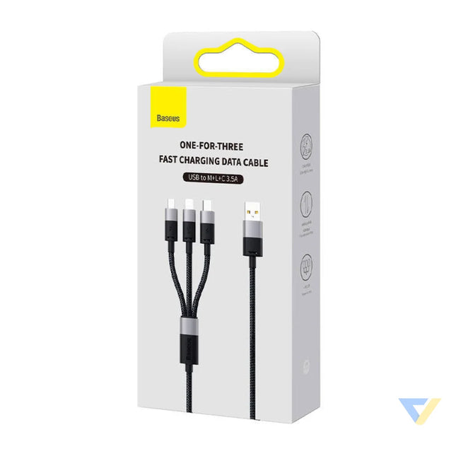 3in1 USB cable Baseus StarSpeed Series USB C + Micro + Lightning 3,5A 1.2m (Black) Combo Cables