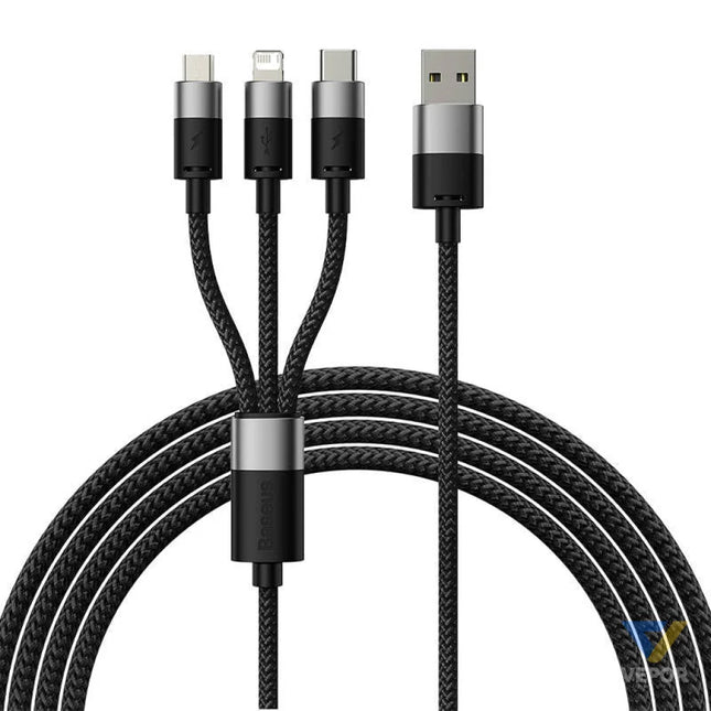 3in1 USB cable Baseus StarSpeed Series USB C + Micro + Lightning 3,5A 1.2m (Black) Combo Cables
