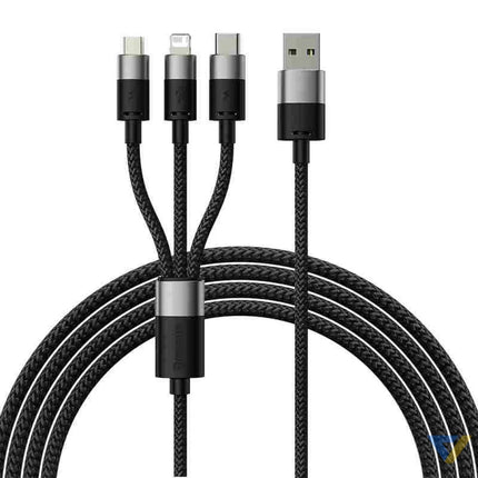 3in1 USB cable Baseus StarSpeed Series USB C + Micro + Lightning 3,5A 1.2m (Black) Combo Cables