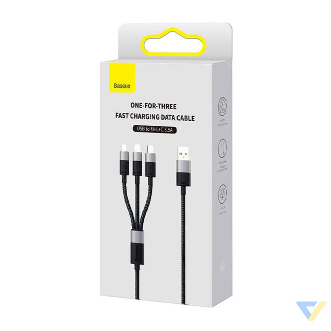 3in1 USB cable Baseus StarSpeed Series USB C + Micro + Lightning 3,5A 1.2m (Black) Combo Cables