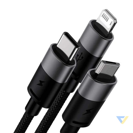 3in1 USB cable Baseus StarSpeed Series USB C + Micro + Lightning 3,5A 1.2m (Black) Combo Cables