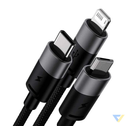 3in1 USB cable Baseus StarSpeed Series USB C + Micro + Lightning 3,5A 1.2m (Black) Combo Cables