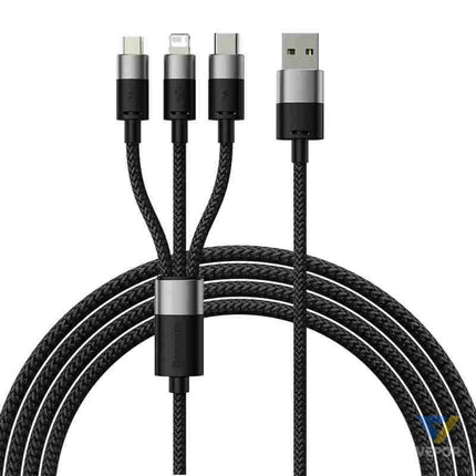 3in1 USB cable Baseus StarSpeed Series USB C + Micro + Lightning 3,5A 1.2m (Black) Combo Cables