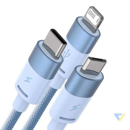 3in1 USB cable Baseus StarSpeed Series USB C + Micro + Lightning 3,5A 1.2m (Blue) Combo Cables