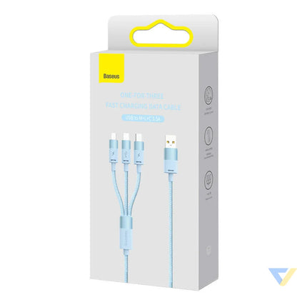 3in1 USB cable Baseus StarSpeed Series USB C + Micro + Lightning 3,5A 1.2m (Blue) Combo Cables