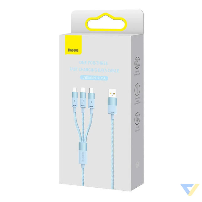 3in1 USB cable Baseus StarSpeed Series USB C + Micro + Lightning 3,5A 1.2m (Blue) Combo Cables