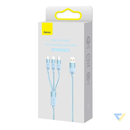 3in1 USB cable Baseus StarSpeed Series USB C + Micro + Lightning 3,5A 1.2m (Blue) Combo Cables