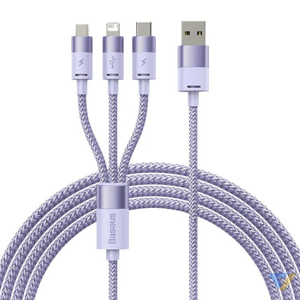 3in1 USB cable Baseus StarSpeed Series USB C + Micro + Lightning 3,5A 1.2m (Purple) Combo Cables