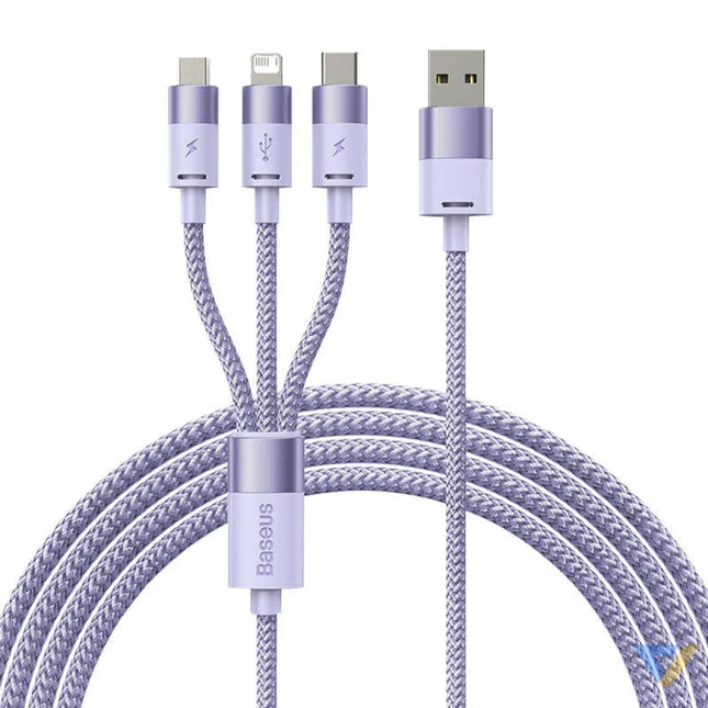 3in1 USB cable Baseus StarSpeed Series USB C + Micro + Lightning 3,5A 1.2m (Purple) Combo Cables
