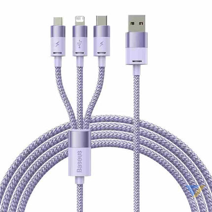 3in1 USB cable Baseus StarSpeed Series USB C + Micro + Lightning 3,5A 1.2m (Purple) Combo Cables