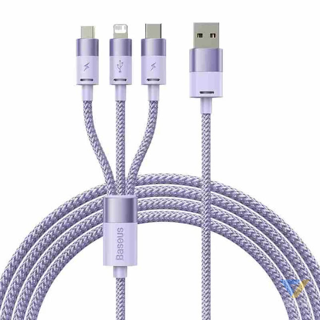 3in1 USB cable Baseus StarSpeed Series USB C + Micro + Lightning 3,5A 1.2m (Purple) Combo Cables