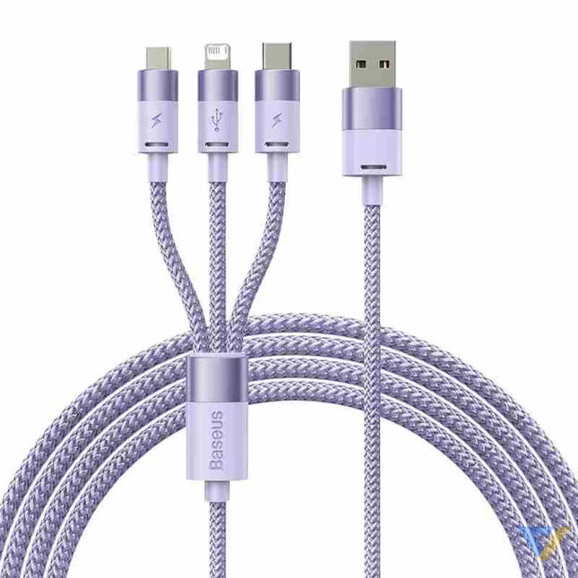 3in1 USB cable Baseus StarSpeed Series USB C + Micro + Lightning 3,5A 1.2m (Purple) Combo Cables