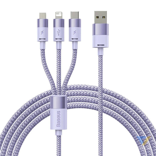 3in1 USB cable Baseus StarSpeed Series USB C + Micro + Lightning 3,5A 1.2m (Purple) Combo Cables