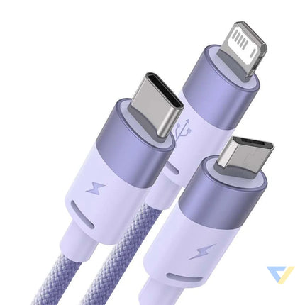 3in1 USB cable Baseus StarSpeed Series USB C + Micro + Lightning 3,5A 1.2m (Purple) Combo Cables