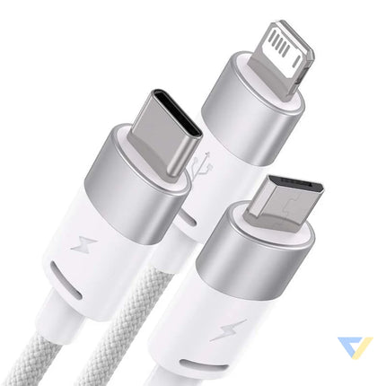 3in1 USB cable Baseus StarSpeed Series USB C + Micro + Lightning 3,5A 1.2m (White) Combo Cables