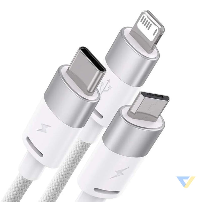 3in1 USB cable Baseus StarSpeed Series USB C + Micro + Lightning 3,5A 1.2m (White) Combo Cables