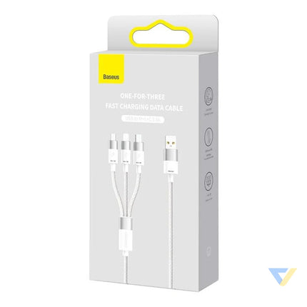 3in1 USB cable Baseus StarSpeed Series USB C + Micro + Lightning 3,5A 1.2m (White) Combo Cables