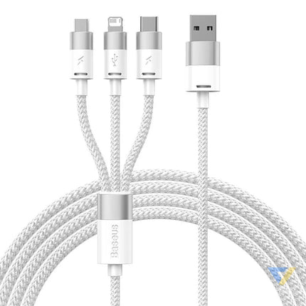 3in1 USB cable Baseus StarSpeed Series USB C + Micro + Lightning 3,5A 1.2m (White) Combo Cables