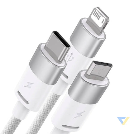 3in1 USB cable Baseus StarSpeed Series USB C + Micro + Lightning 3,5A 1.2m (White) Combo Cables