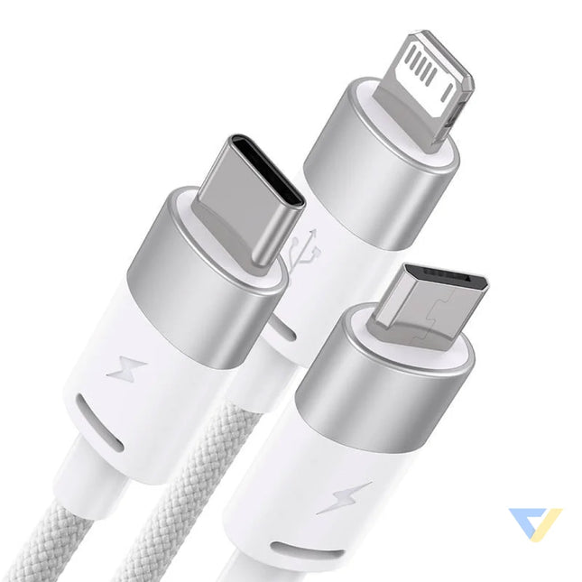 3in1 USB cable Baseus StarSpeed Series USB C + Micro + Lightning 3,5A 1.2m (White) Combo Cables